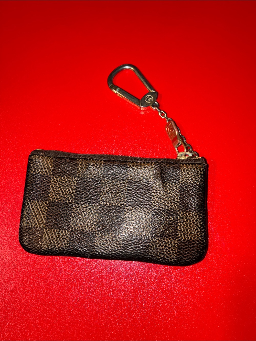 Louis Vuitton Brown Damier Key & Card Pouch with Gold Hardware
2005